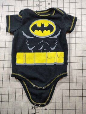 Boy's Black & Yellow Batman Baby Onesie 0-3M